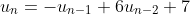u_{n}=-u_{n-1}+6u_{n-2}+7