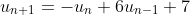 u_{n+1}=-u_{n}+6u_{n-1}+7