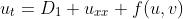 u_{t}=D_{1} u_{xx}+f(u,v)