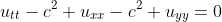 u_{tt}-c^2 u_{xx}-c^2 u_{yy}=0