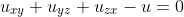 u_{xy}+u_{yz}+u_{zx}-u=0