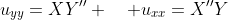 u_{yy}=XY'' \quad u_{xx}=X''Y