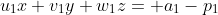 u_1x+v_1y+w_1z= a_1-p_1