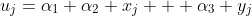 u_j=\alpha_1+\alpha_2 x_j + \alpha_3 y_j