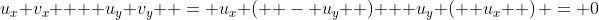 u_x v_x  + u_y v_y  = u_x \left( { - u_y } \right) + u_y \left( { u_x } \right) = 0