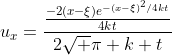 u_x=\frac{\frac{-2(x-\xi)e^{-(x-\xi)^2/4kt}}{4kt}}{2\sqrt {\pi k t}}
