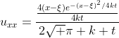 u_x_x=\frac{\frac{4(x-\xi)e^{-(x-\xi)^2/4kt}}{4kt}}{2\sqrt {\pi k t}}