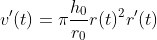 v'(t)=\pi\frac{h_0}{r_0}r(t)^2r'(t)