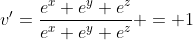 v'=\frac{e^x+e^y+e^z}{e^x+e^y+e^z} = 1