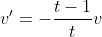 v'=-\frac{t-1}{t}v