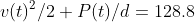v(t)^2/2+P(t)/d=128.8
