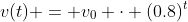 v(t) = v_0 \cdot (0.8)^t