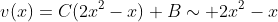 v(x)=C(2x^2-x)+B\sim 2x^2-x