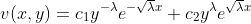 v(x,y)=c_1y^{-\lambda}e^{-\sqrt{\lambda}x}+c_2y^{\lambda}e^{\sqrt{\lambda}x}