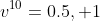 v^{10}=0.5, 1