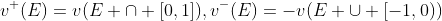 v^+(E)=v(E \cap [0,1]),v^-(E)=-v(E \cup [-1,0))