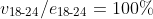 v_{\text{18-24}}/e_{\text{18-24}}=100\%
