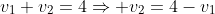 v_1+v_2=4\Rightarrow v_2=4-v_1