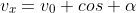 v_x=v_0 cos \alpha