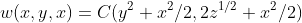 w(x,y,x)=C(y^2+x^2/2,2z^{1/2}+x^2/2)