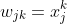 w_{jk}=x_j^k