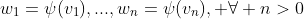w_1=\psi(v_1),...,w_n=\psi(v_n), \forall n>0