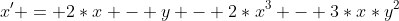 x' = 2*x - y - 2*x^3 - 3*x*y^2