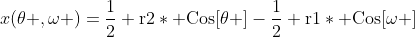 x(\theta ,\omega )=\frac{1}{2} \text{r2}* \text{Cos}[\theta ]-\frac{1}{2} \text{r1}* \text{Cos}[\omega ]