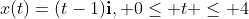 x(t)=(t-1)\mathbf{i}, 0\leq t \leq 4