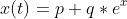 x(t)=p+q*e^{x}