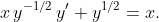 x\,y^{-1/2}\,y'+y^{1/2}=x.