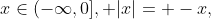 x\in(-\infty,0], |x|= -x,