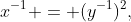 x^{-1} = (y^{-1})^2,