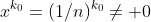 x^{k_0}=(1/n)^{k_0}\neq 0