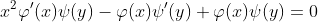 x^2\varphi'(x)\psi(y)-\varphi(x)\psi'(y)+\varphi(x)\psi(y)=0