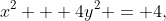 x^2 + 4y^2 = 4,