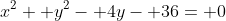x^2+ y^2- 4y- 36= 0