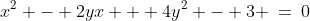 x^2 - 2yx + 4y^2 - 3 \:=\:0