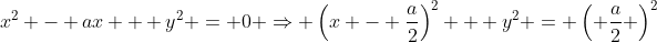 x^2 - ax + y^2 = 0 \Rightarrow \left(x - \frac{a}{2}\right)^2 + y^2 = \left( \frac{a}{2} \right)^2