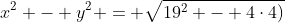x^2 - y^2 = \sqrt{19^2 - 4\cdot4)}