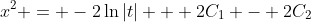 x^2 = -2\ln{|t|} + 2C_1 - 2C_2