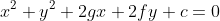 x^2+y^2+2gx+2fy+c=0