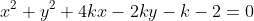 x^2+y^2+4kx-2ky-k-2=0