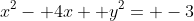 x^2- 4x+ y^2= -3