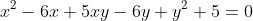 x^2-6x+5xy-6y+y^2+5=0