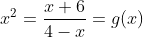 x^2=\frac{x+6}{4-x}=g(x)