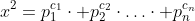 x^2=p_1^{c_1}\cdot p_2^{c_2}\cdot\ldots\cdot p_n^{c_n}