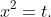 x^2=t.
