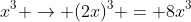 x^3 \to (2x)^3 = 8x^3