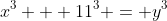 x^3 + 11^3 = y^3